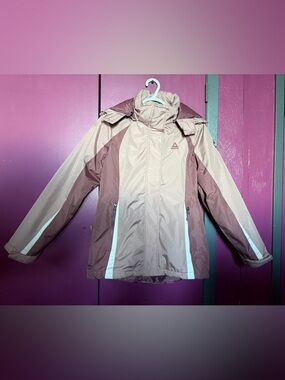 Reebok Mauve Pink and Black Logo Lined Jacket
